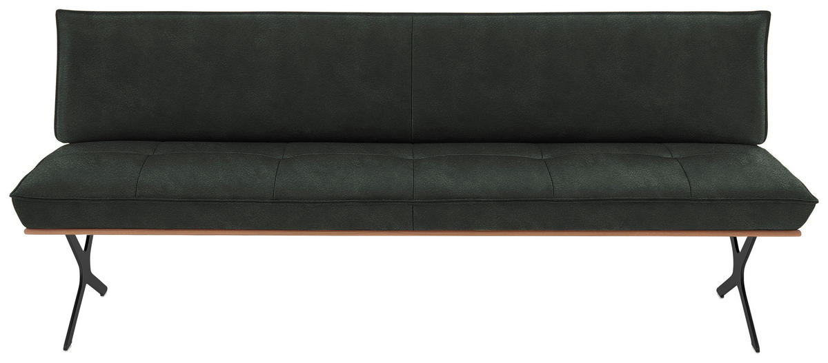 SITZBANK in Holz, Metall, Leder Schwarz, Dunkelgrün  - Dunkelgrün/Schwarz, Design, Leder/Holz (214/88/66cm) - Koinor