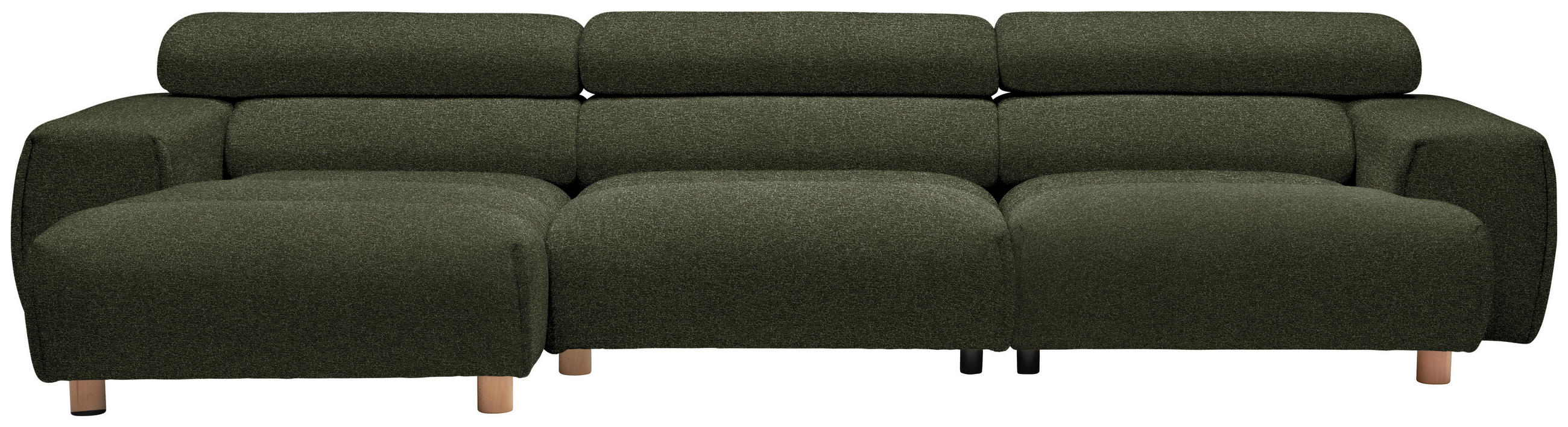 ECKSOFA  in Velours Dunkelgrün  150/329 cm  - Dunkelgrün, Natur, Holz/Textil (150/329cm) - Lomoco