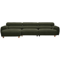 ECKSOFA  in Velours Dunkelgrün  150/329 cm  - Dunkelgrün, Natur, Holz/Textil (150/329cm) - Lomoco