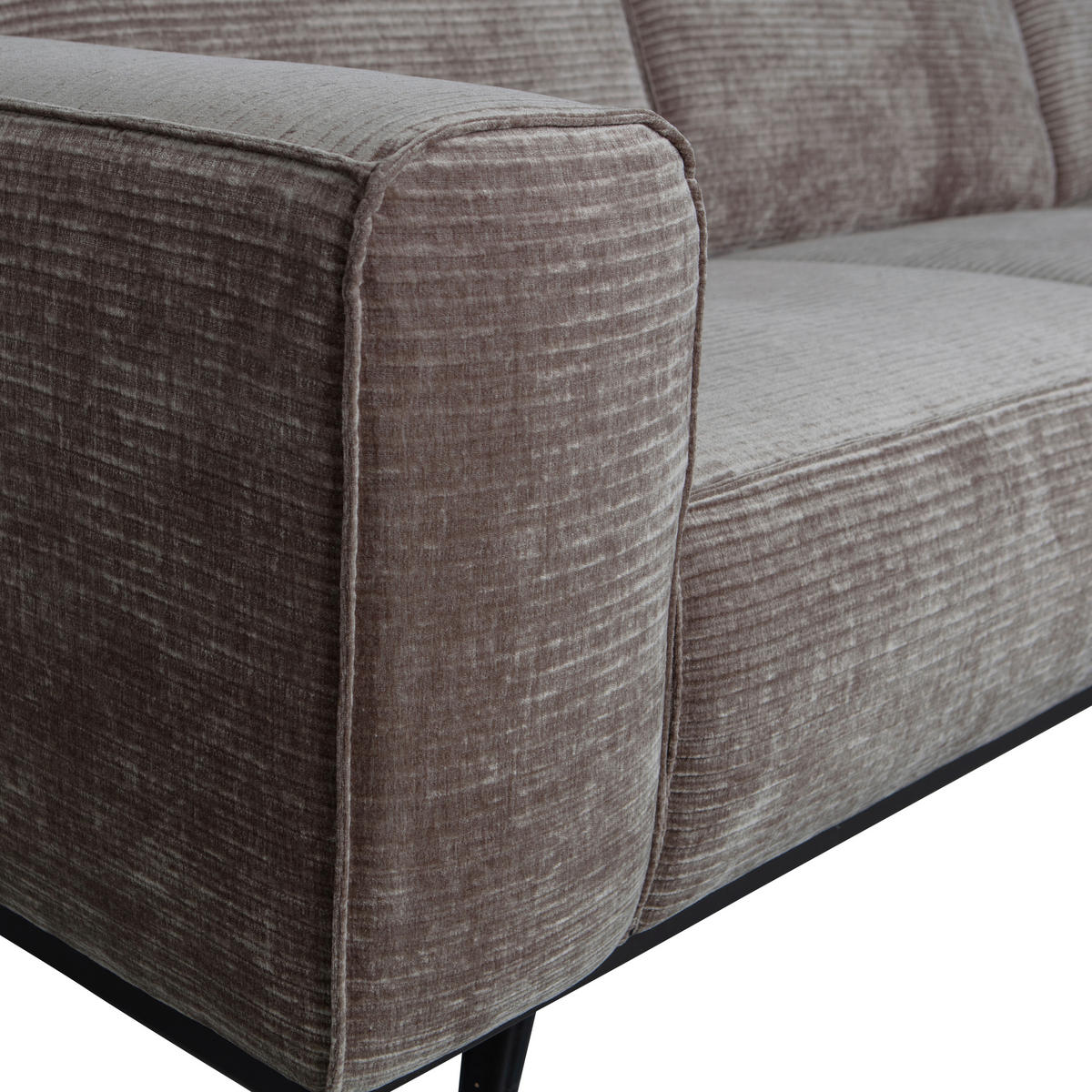 ECKSOFA Statement Taupe gerippt  - Taupe/Schwarz, Design, Holz/Textil (274/210cm) - Livetastic