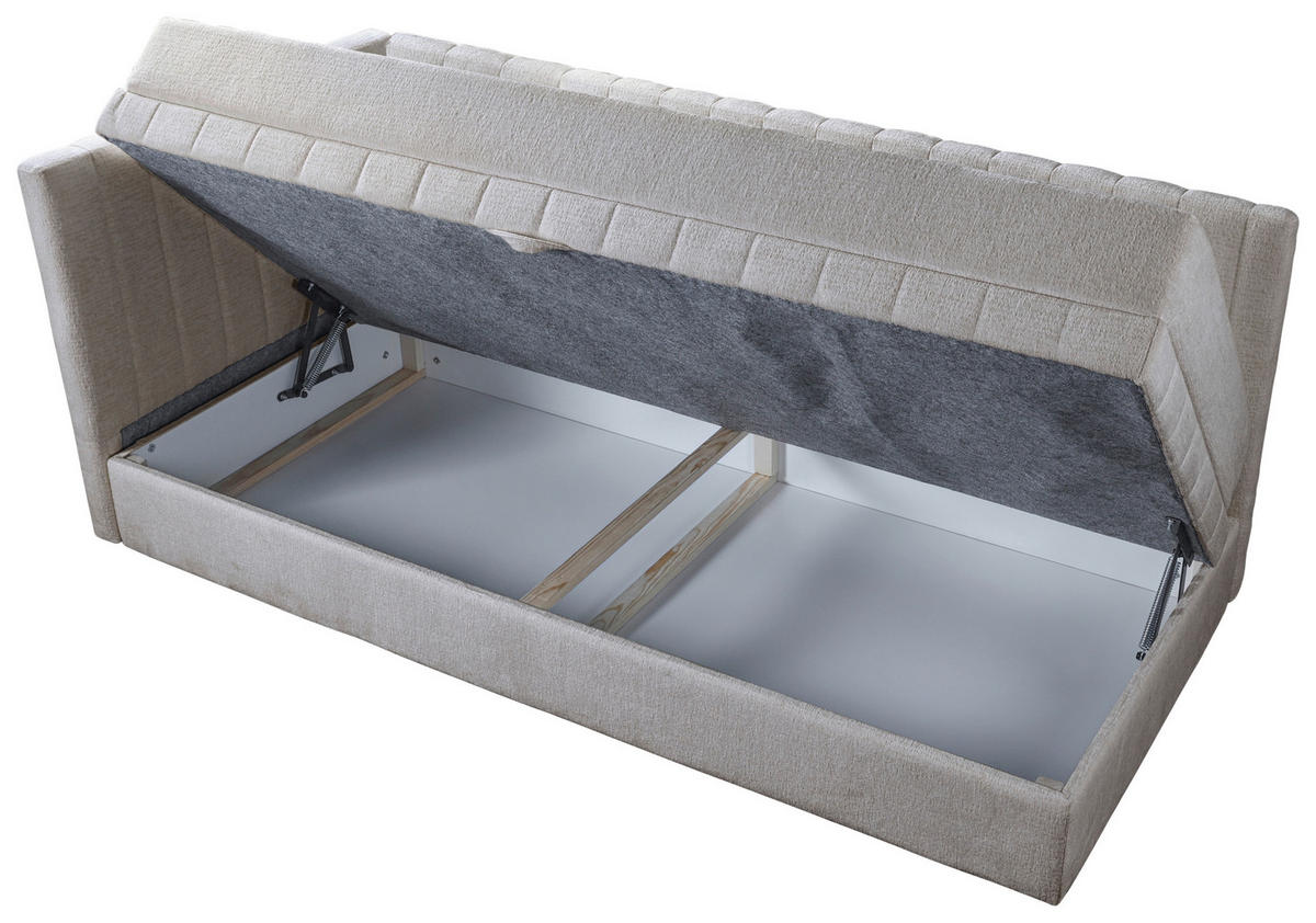 SCHLAFSOFA  mit Bettkasten erhältlich, Bettfunktion erhältlich Struktur Hellgrau  - Hellgrau/Schwarz, Design, Holz/Textil (212/83/99cm) - MID.YOU