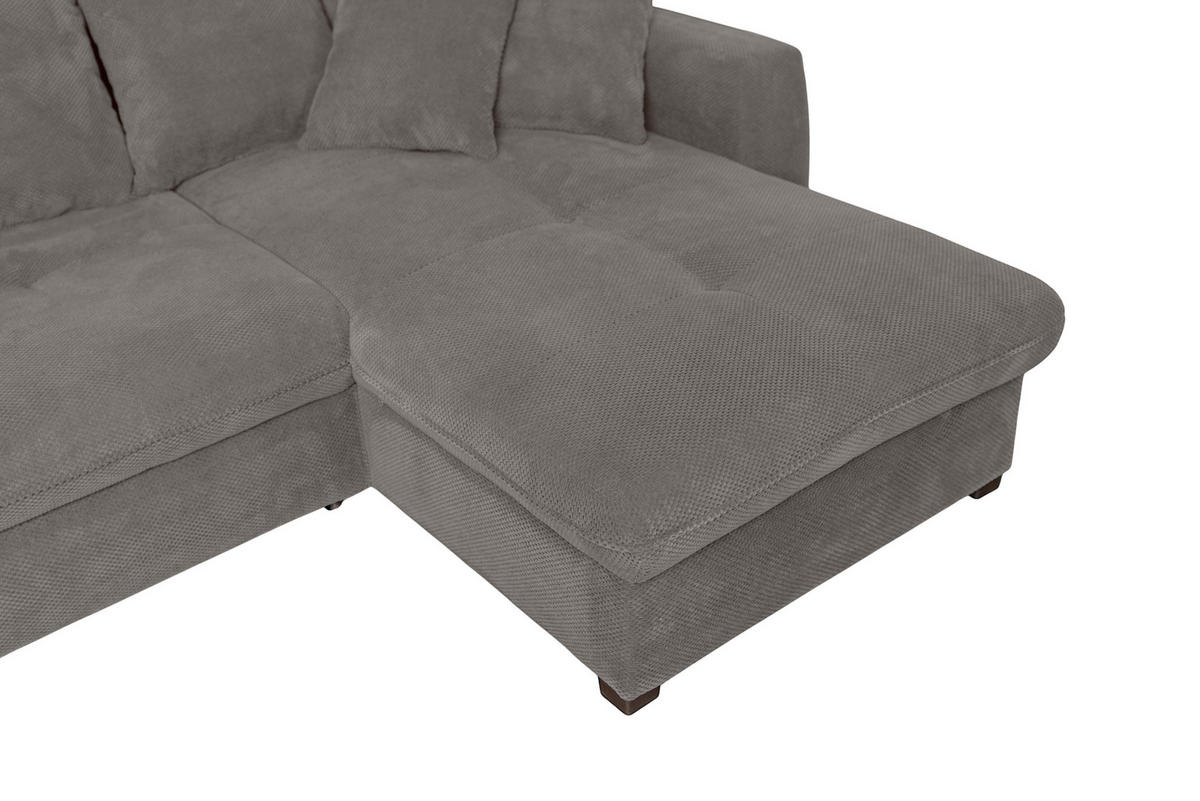 ECKSOFA LORENZO Grau Struktur Liegefläche im Originalstoff  - Schwarz/Grau, Design, Textil/Metall (302/188cm) - P & B