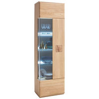 VITRINE in massiv Eiche Eichefarben  - Edelstahlfarben/Eichefarben, Design, Glas/Holz (60/208/38cm) - Livetastic