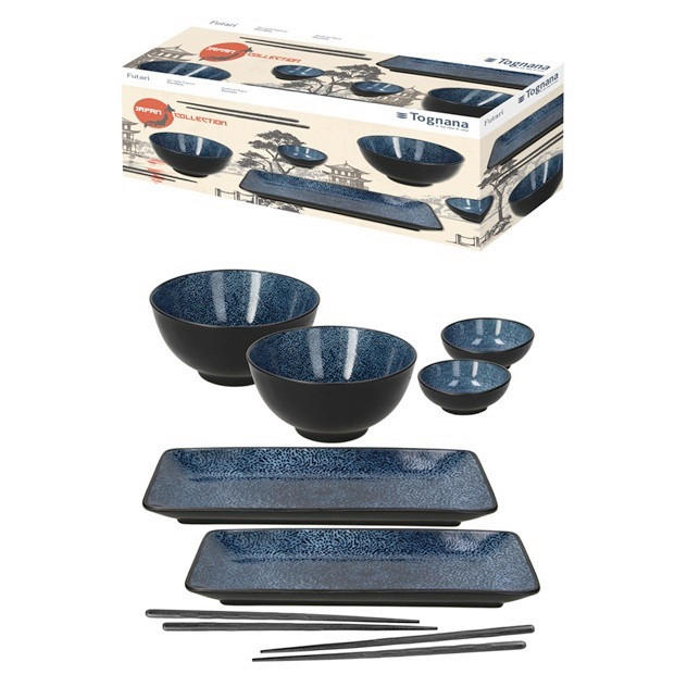 SUSHI ÉTKÉSZLET  - fekete/kék, Basics, kerámia (1,575kg)