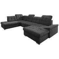 WOHNLANDSCHAFT in Mikrofaser Schwarz  - Chromfarben/Schwarz, Design, Kunststoff/Textil (212/330/169cm) - Livetastic