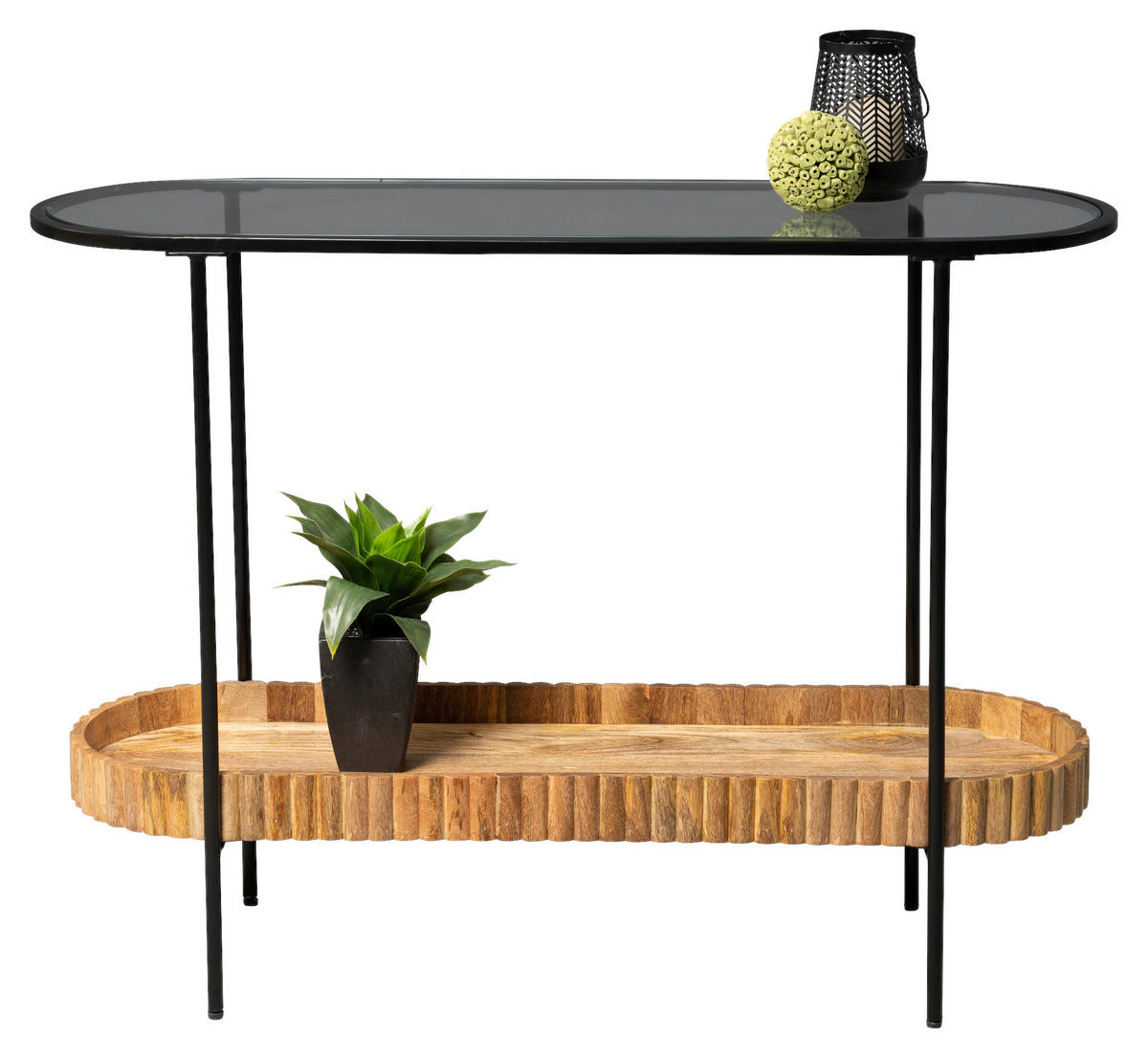 KONSOLENTISCH Mangoholz Braun  - Schwarz/Braun, Design, Glas/Holz (107/36/78cm) - Landscape