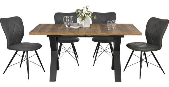 ESSTISCH in Holzwerkstoff 160(210)/90/75 cm - Eichefarben/Schwarz, KONVENTIONELL, Holzwerkstoff (160(210)/90/75cm) - Hom`in