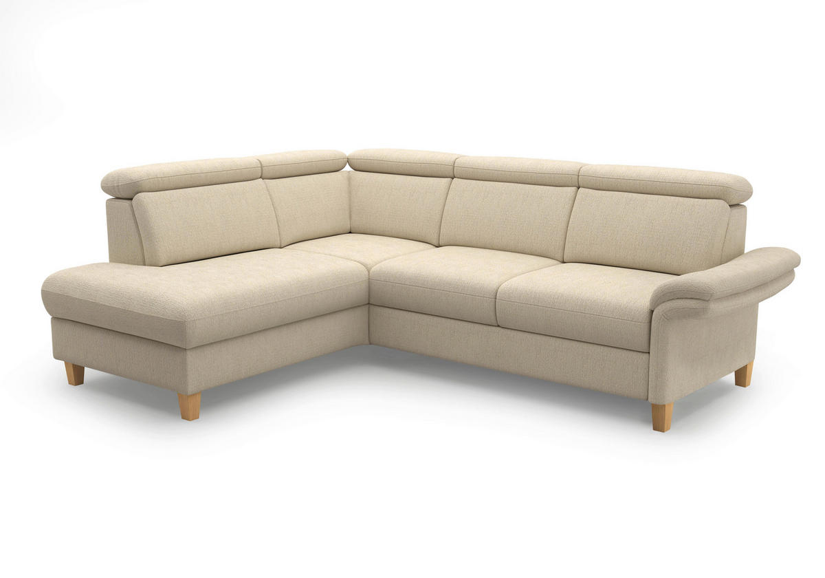 ECKSOFA GLENDALE E Sandfarben Chenille  - Sandfarben/Eichefarben, KONVENTIONELL, Holz/Textil (193/247cm) - Sit & More