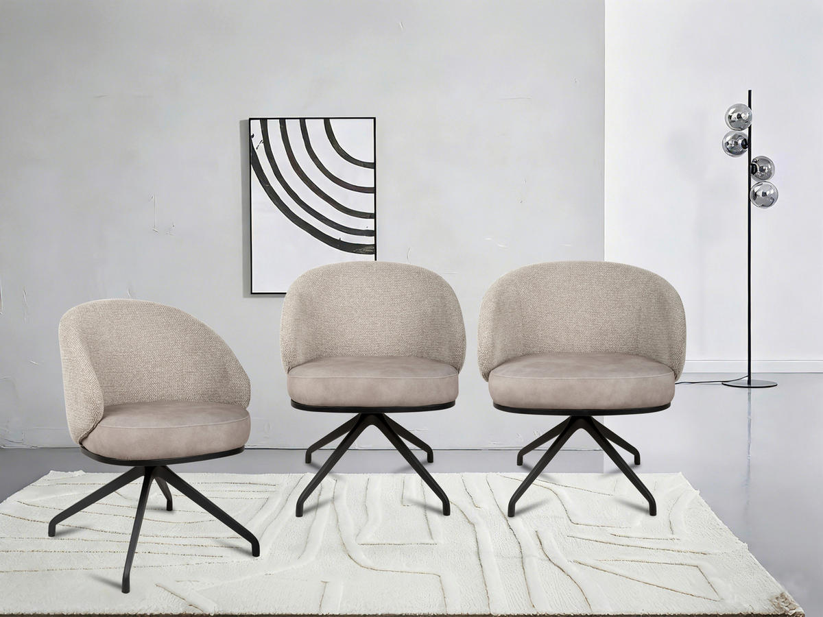 Scaun Cu Brațe din metal, textil, negru, taupe - taupe/negru, Design, metal/textil (73/83/68cm) - Novel