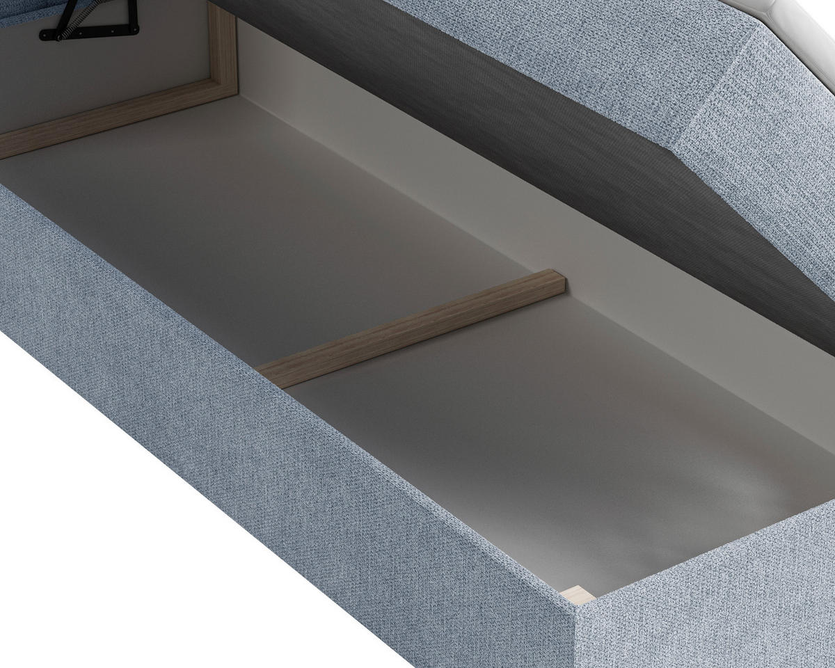 BOXBETT 140/200 cm,  in Blau, Bettkasten, Topper,  - Blau/Schwarz, MODERN, Holz/Kunststoff (140/200cm) - MID.YOU