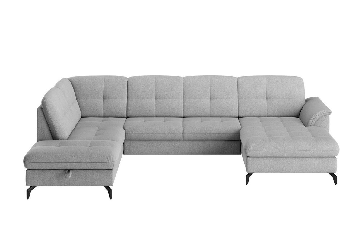 WOHNLANDSCHAFT in Flachgewebe Grau  - Schwarz/Grau, Modern, Textil/Metall (212/319/164cm) - Sit & More
