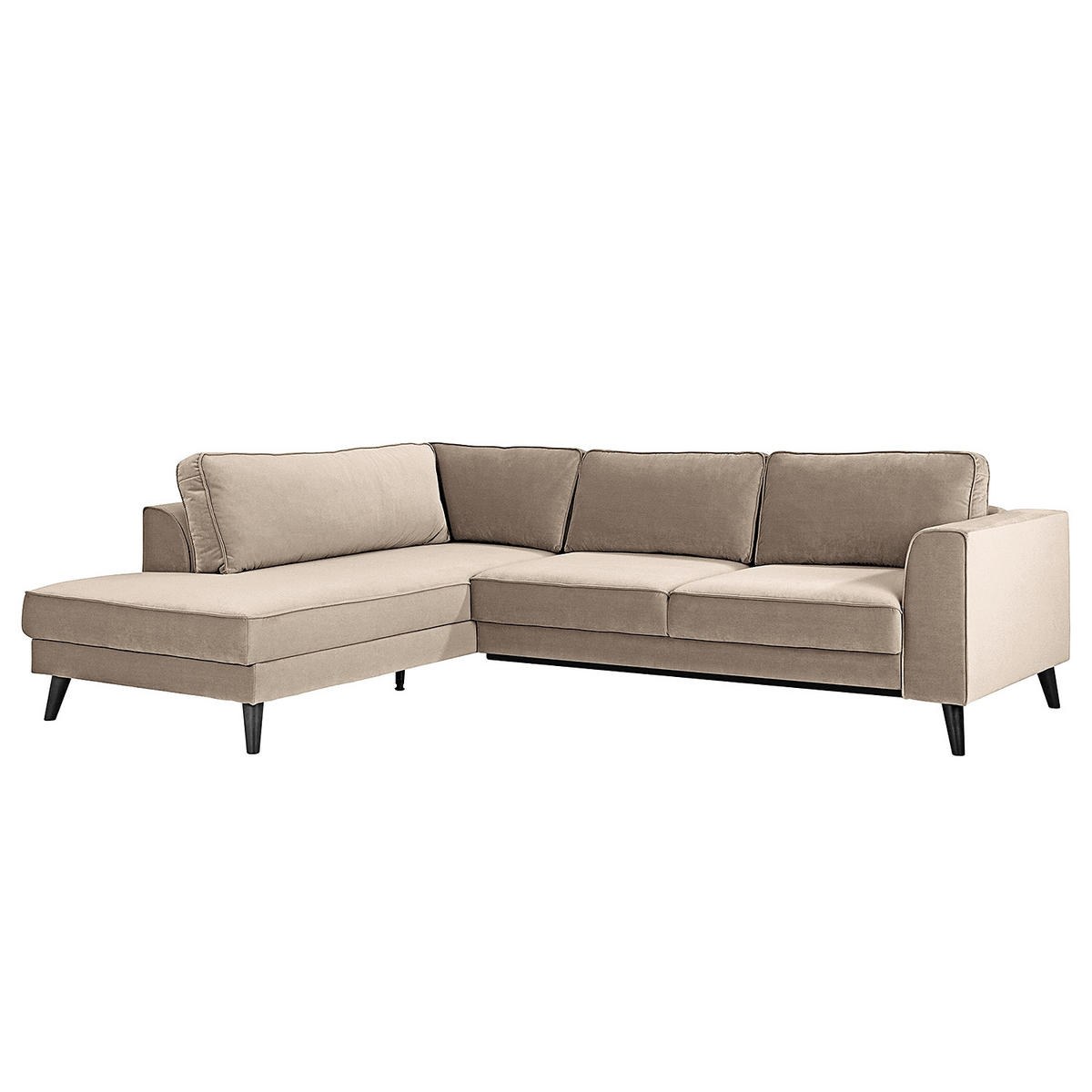 ECKSCHLAFSOFA in Samt Hellgrau  - Wengefarben/Hellgrau, Modern, Holz/Textil (264/85/203cm) - Trendmanufaktur