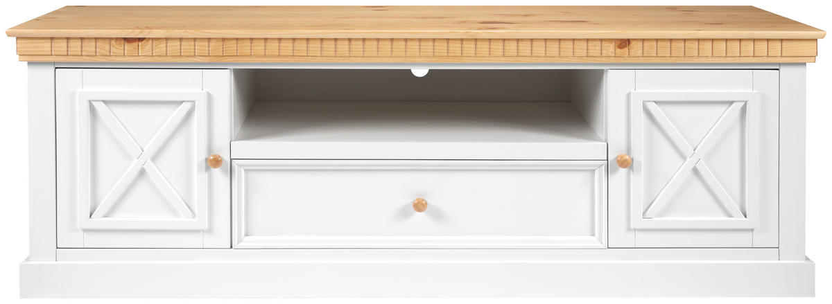 LOWBOARD 191/64/55 cm  - Naturfarben/Weiß, ROMANTIK / LANDHAUS, Holz (191/64/55cm) - MID.YOU
