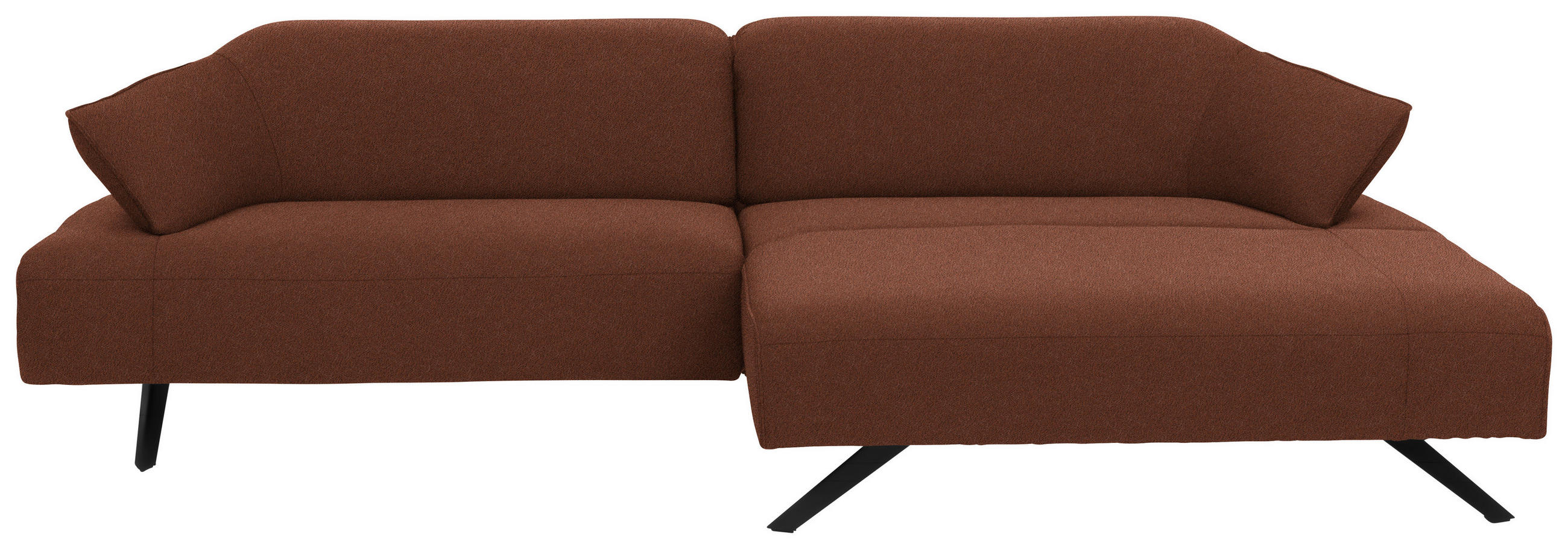 ECKSOFA in Struktur Terracotta  - Anthrazit/Terracotta, Design, Textil/Metall (276/165cm) - Himolla