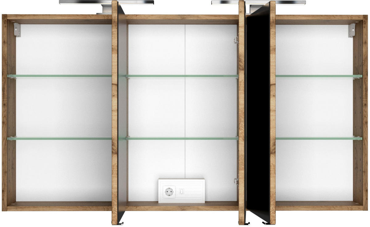 SPIEGELSCHRANK 120/66/20 cm  - Chromfarben/Eiche Wotan, Design, Glas/Holzwerkstoff (120/66/20cm) - Held