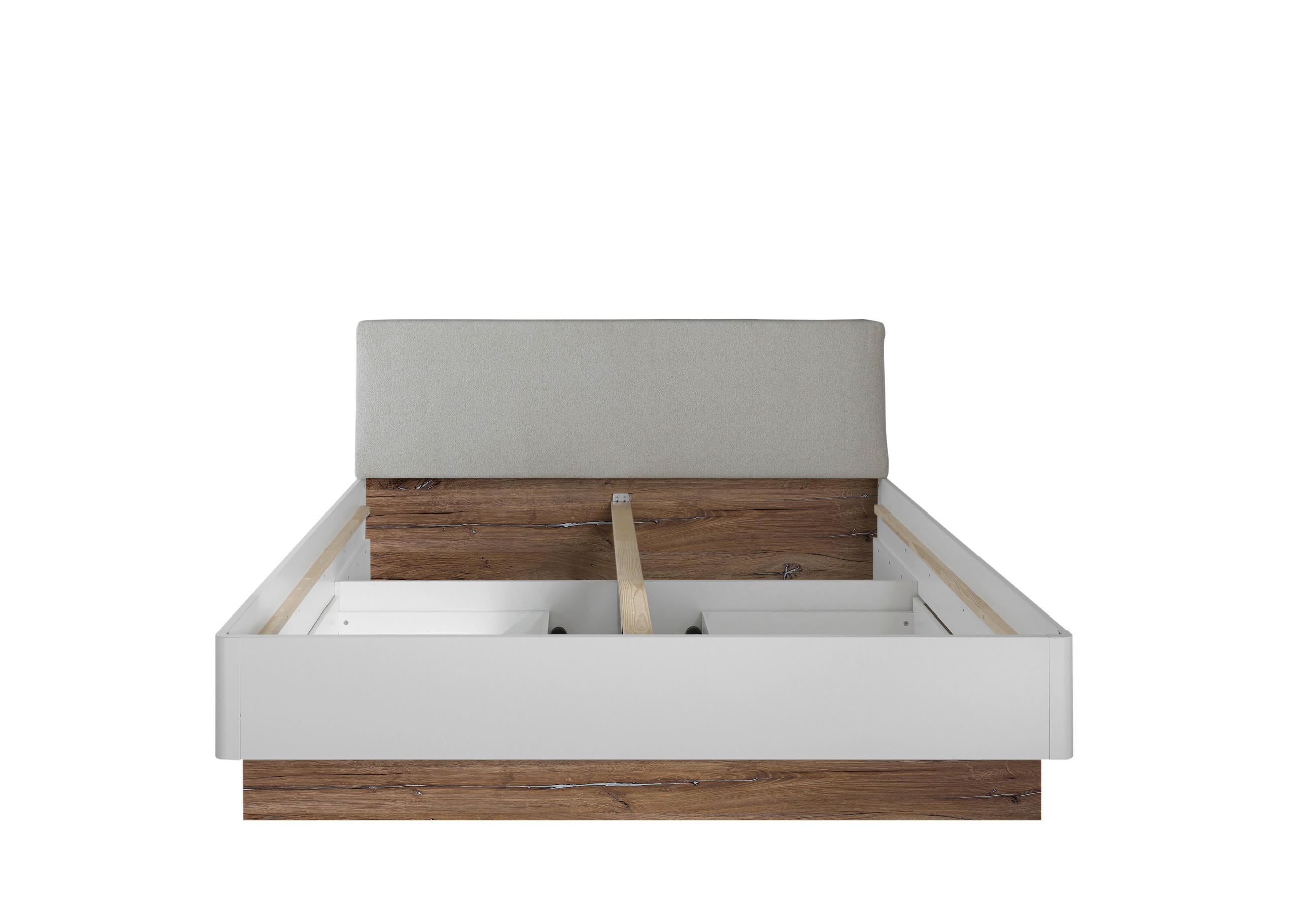 KREVET 180/200 cm bela, boja hrasta - boja hrasta/bela, Moderno, pločasti materijal/plastika (180/200cm) - Hom`in