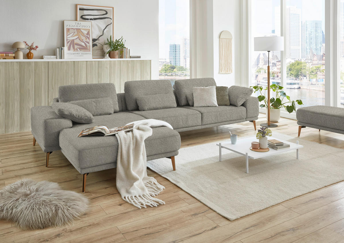 ECKSOFA  in Flachgewebe Braun, Grün  193/334 cm  - Wildeiche/Braun, Design, Holz/Textil (193/334cm) - Niels Andersson