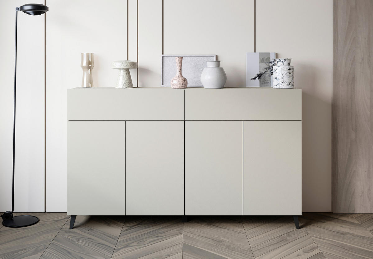 SIDEBOARD  160/95,4/39 cm 2 Schublade(n)  - Kaschmir/Schwarz, Design, Holzwerkstoff/Kunststoff (160/95,4/39cm) - P & B