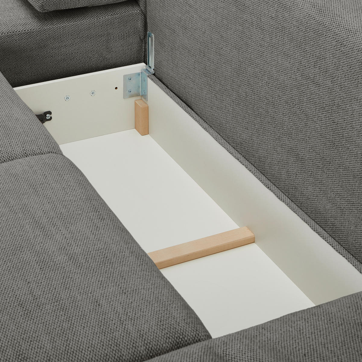 WOHNLANDSCHAFT in Flachgewebe Grau  - Buchefarben/Schwarz, Konventionell, Holz/Kunststoff (283/371/208cm) - Livetastic