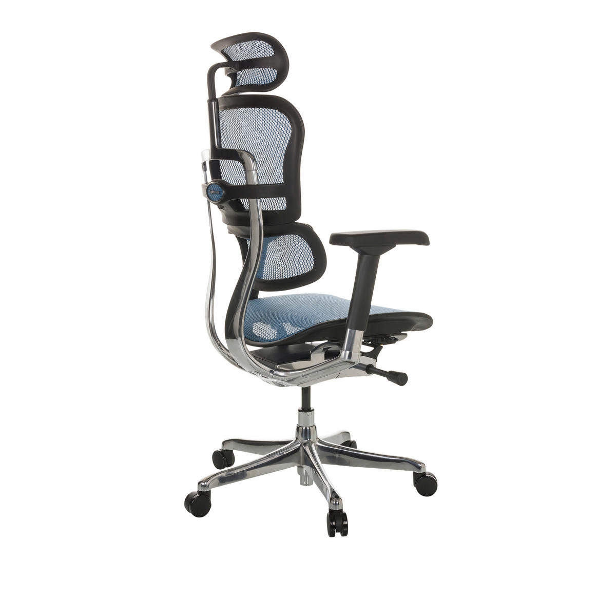 DREHSTUHL  in Netz Blau  - Blau/Silberfarben, Basics, Kunststoff/Textil (69/119-144/65cm) - MID.YOU