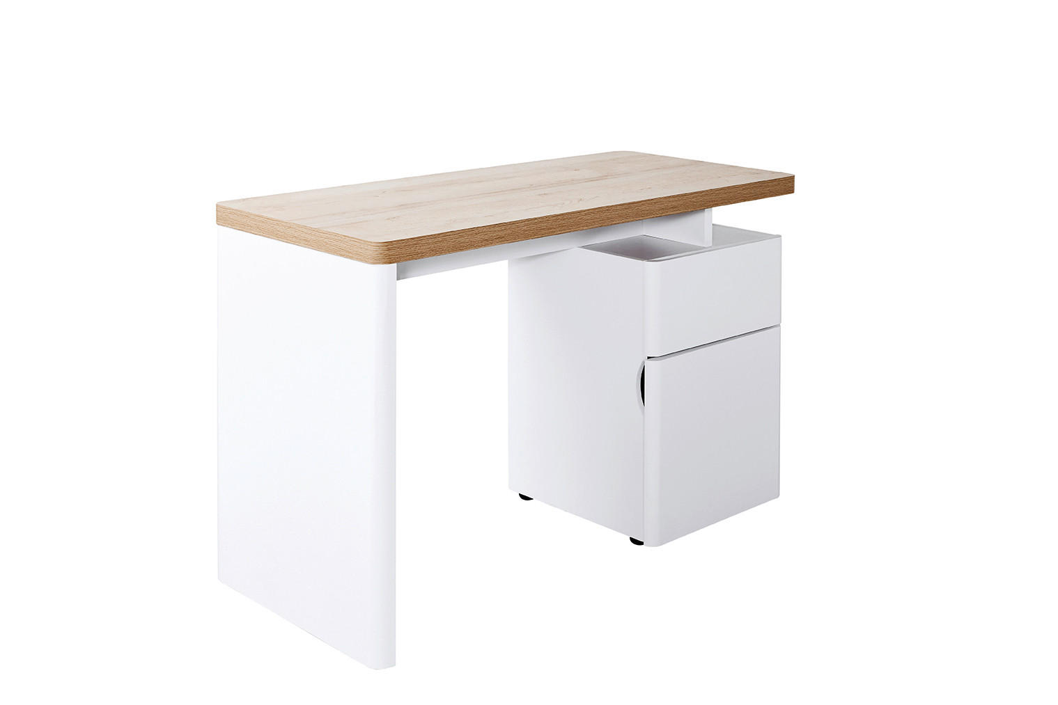 SCHREIBTISCH 120/55/76 cm Weiß, Eichefarben  - Eichefarben/Weiß, Design, Holzwerkstoff (120/55/76cm) - MID.YOU