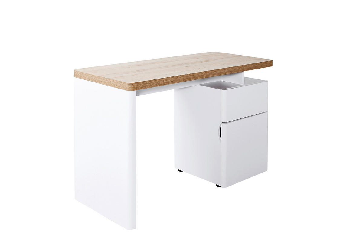 SCHREIBTISCH 120/55/76 cm Weiß, Eichefarben  - Eichefarben/Weiß, Design, Holzwerkstoff (120/55/76cm) - MID.YOU