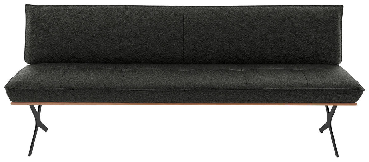 SITZBANK in Holz, Textil Anthrazit, Schwarz, Nussbaumfarben  - Anthrazit/Nussbaumfarben, Design, Holz/Textil (194/88/66cm) - Koinor