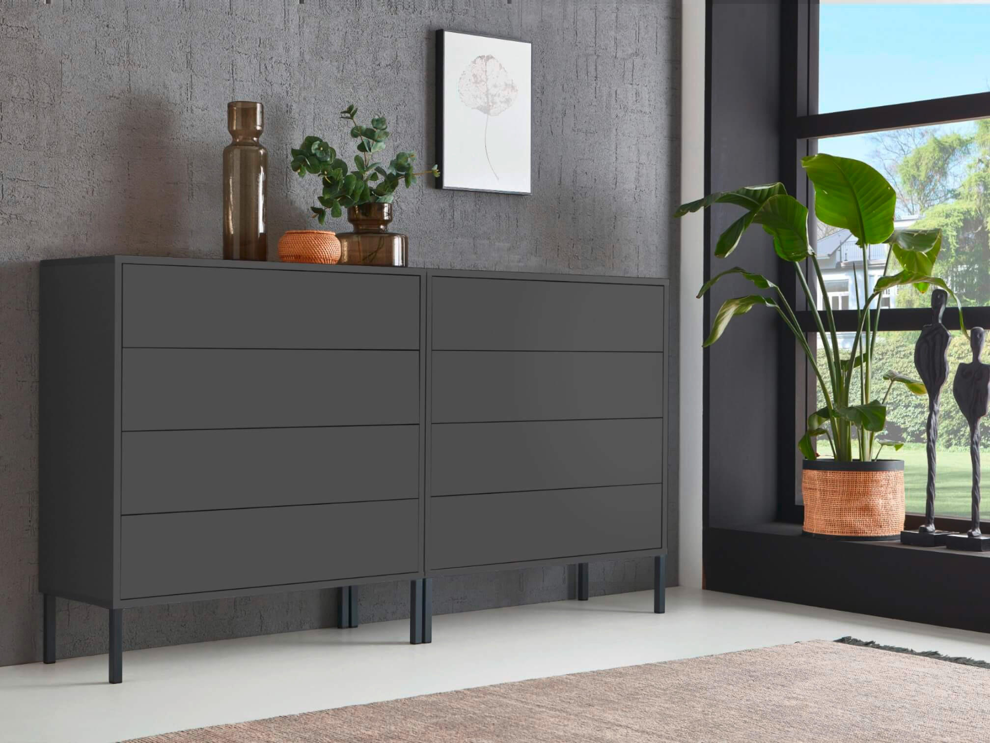 SIDEBOARD 158/86/33 cm  in Anthrazit  - Anthrazit, MODERN, Holzwerkstoff/Metall (158/86/33cm) - MID.YOU
