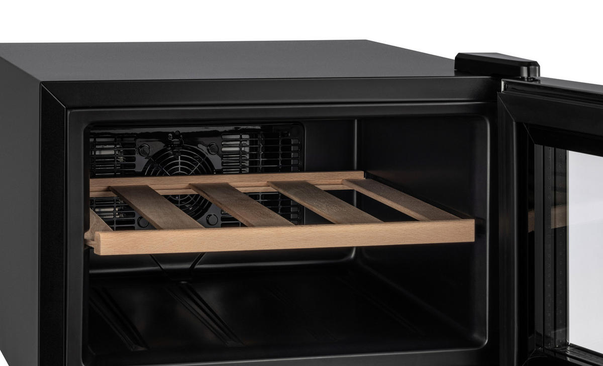 WEINKÜHLSCHRANK  - Edelstahlfarben/Schwarz, Basics, Glas/Holz (43/55/30,5cm) - Atrigo