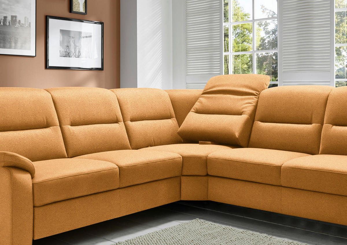 ECKSOFA in Mikrofaser Gelb  - Gelb/Schwarz, Konventionell, Holz/Textil (245/303cm) - Beldomo Comfort
