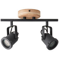 DECKENLEUCHTE    30/17,5/12 cm  - Schwarz/Braun, Natur, Holz/Metall (30/17,5/12cm) - Brilliant