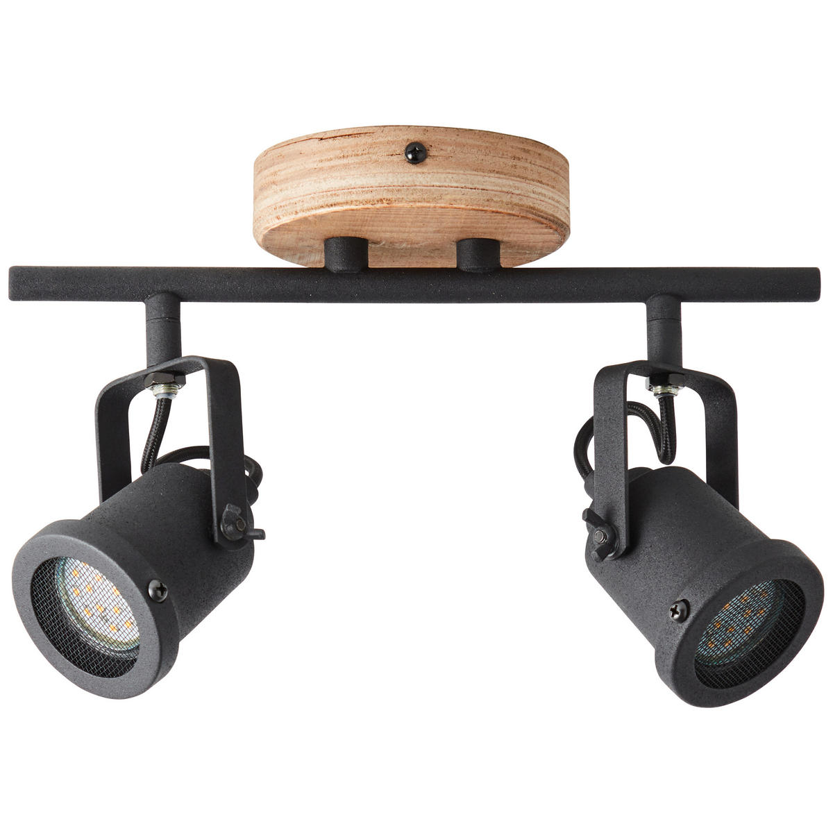 DECKENLEUCHTE    30/17,5/12 cm  - Schwarz/Braun, Natur, Holz/Metall (30/17,5/12cm) - Brilliant