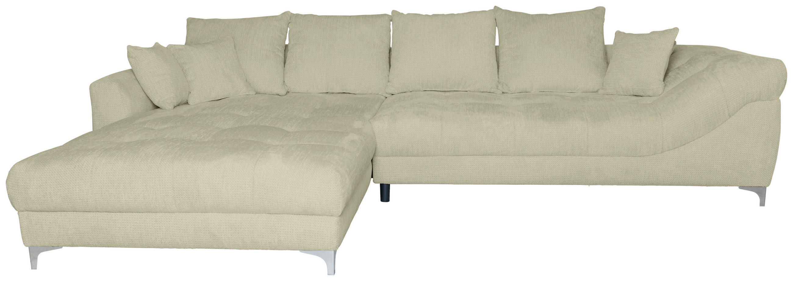 ECKSOFA Beige Chenille  - Chromfarben/Beige, KONVENTIONELL, Textil/Metall (227/329cm) - Carryhome