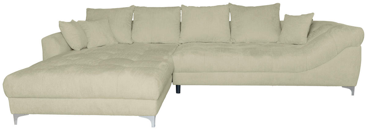 ECKSOFA Beige Chenille  - Chromfarben/Beige, KONVENTIONELL, Textil/Metall (227/329cm) - Carryhome