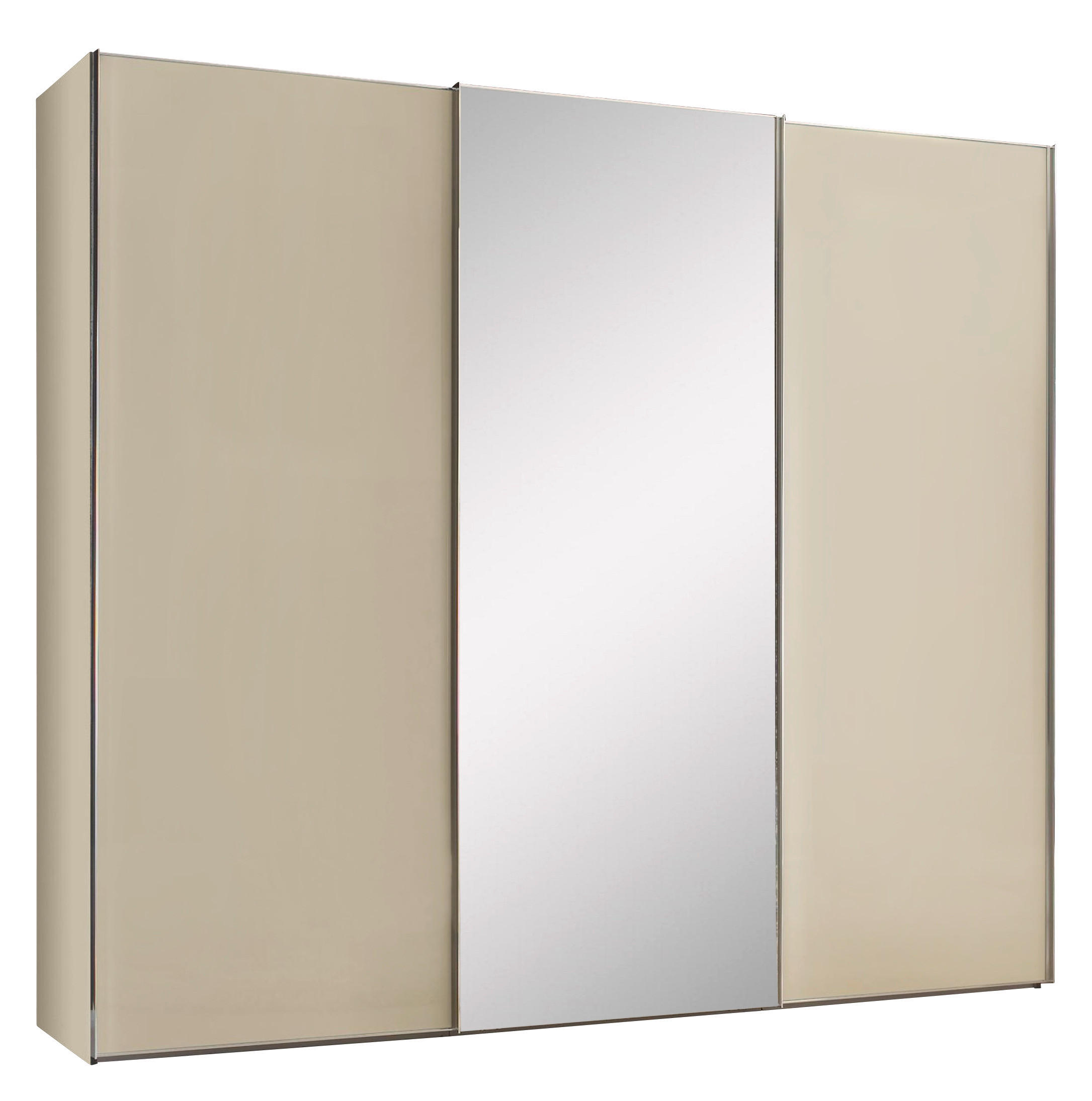 SCHWEBETÜRENSCHRANK in Sandfarben  - Sandfarben/Chromfarben, Basics, Glas/Holzwerkstoff (249/222/68cm) - Moderano