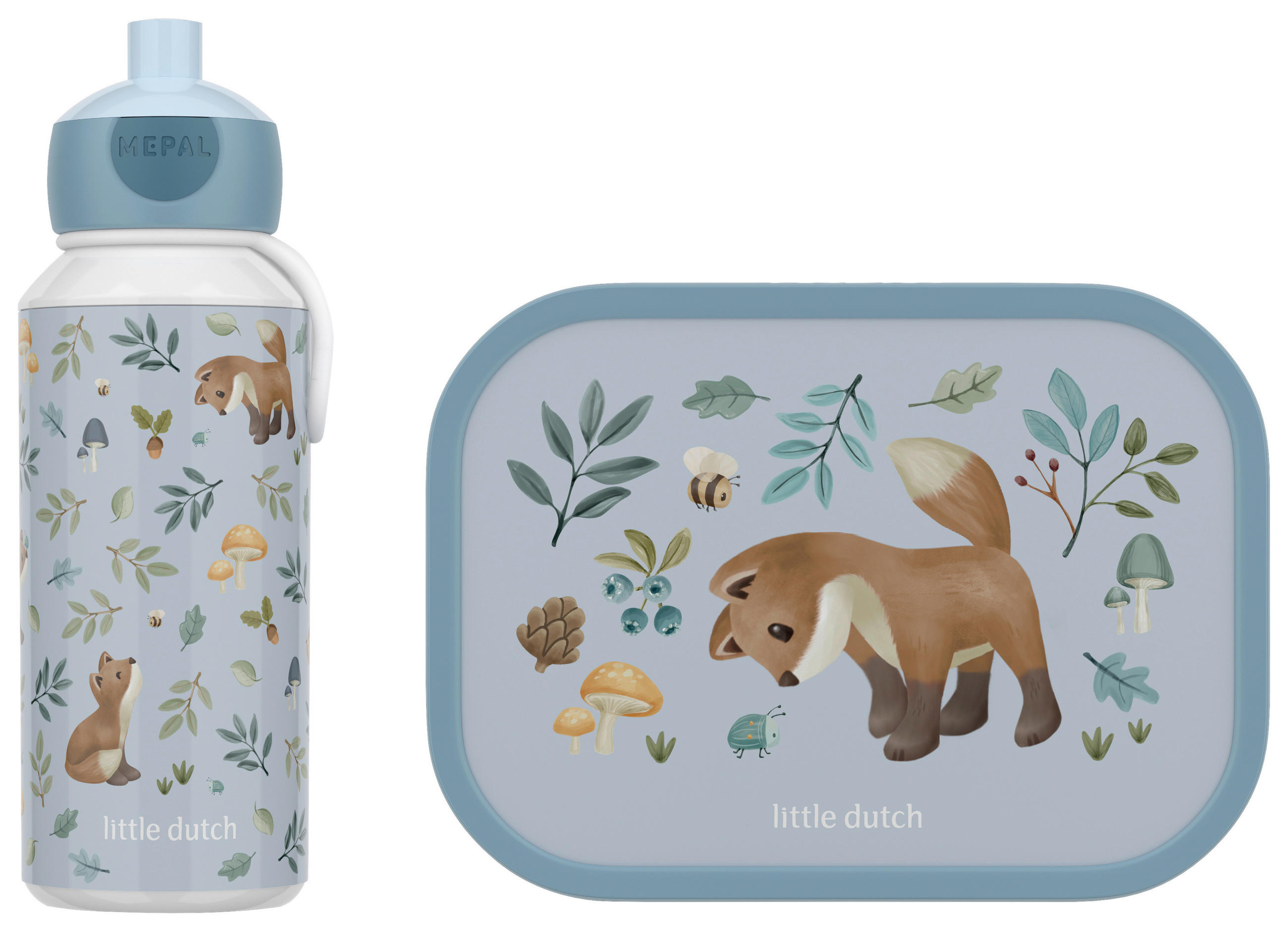 Mepal Pausenset lunchset campus (pu+bd) - forest friends Braun, Weiß, Hellblau 20.5x7.5x18.8 cm