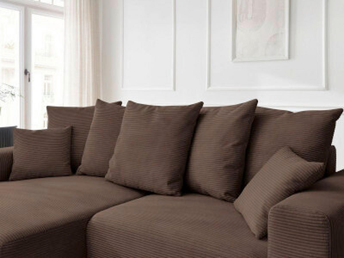 ECKSOFA Ottomane links  ATILLA Taupe Cord  - Taupe/Schwarz, MODERN, Kunststoff/Textil (149/244cm)