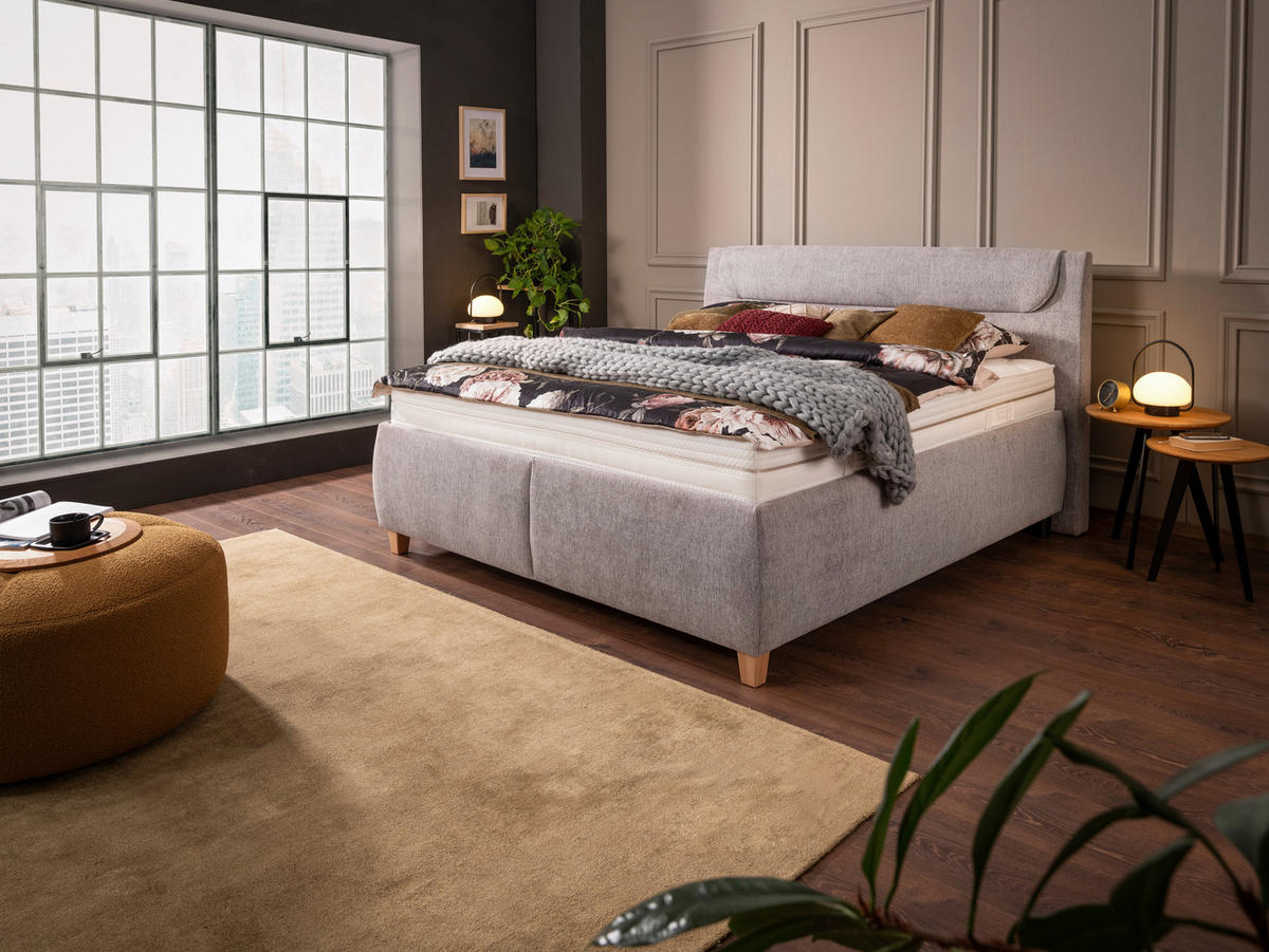 KÁRPITOZOTT ÁGY 180/200 cm  szürke  - szürke, Basics, textil/fa (180/200cm) - Esposa