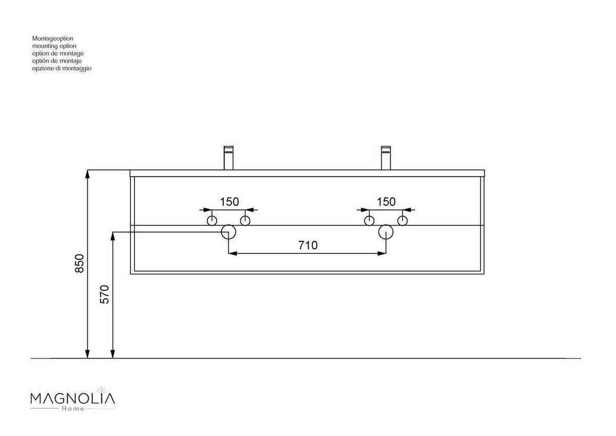 WASCHTISCHKOMBI 160 cm  - Weiß Hochglanz/Weiß, Basics, Holzwerkstoff/Stein (160cm) - MID.YOU