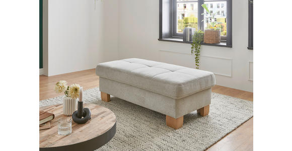 ECKSOFA  in Flachgewebe Ecru  243/301 cm  - Wildeiche/Ecru, Natur, Holz/Textil (243/301cm) - Voleo