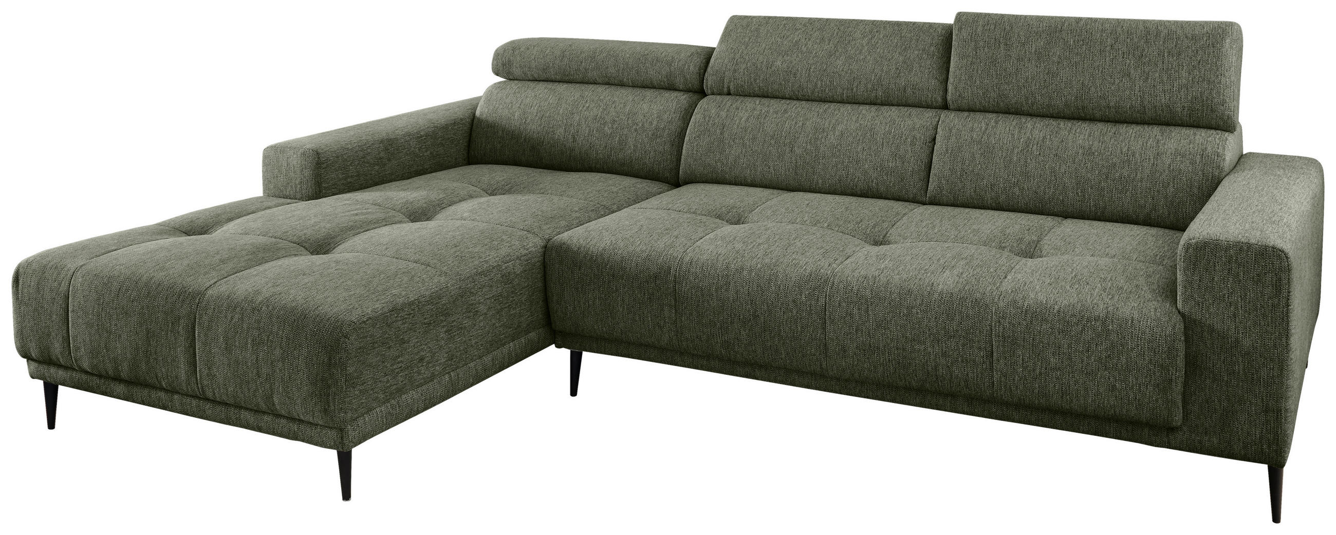 ECKSOFA Dunkelgrün Chenille - Dunkelgrün/Schwarz, KONVENTIONELL, Textil/Metall (188/276cm) - Livetastic