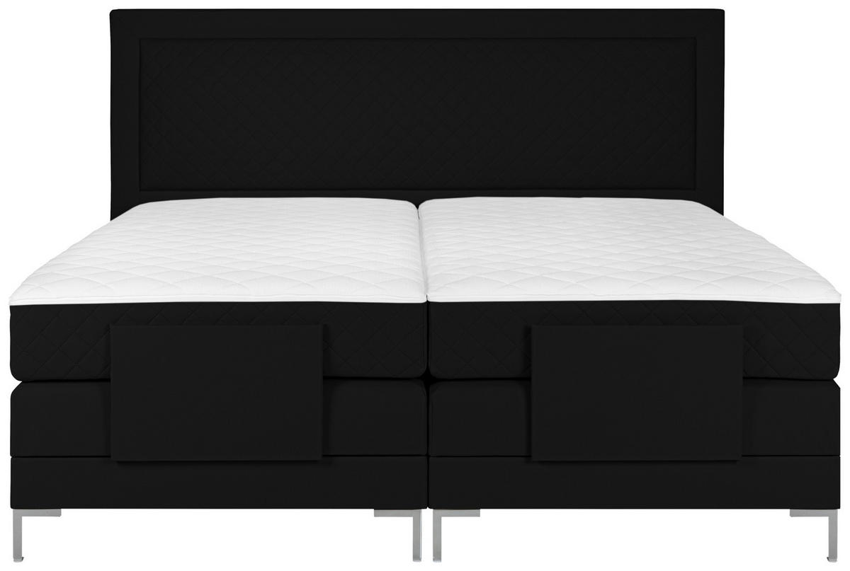 BOXSPRINGBETT 180/200 cm  in Schwarz  - Alufarben/Schwarz, Design, Textil/Metall (180/200cm) - Welnova