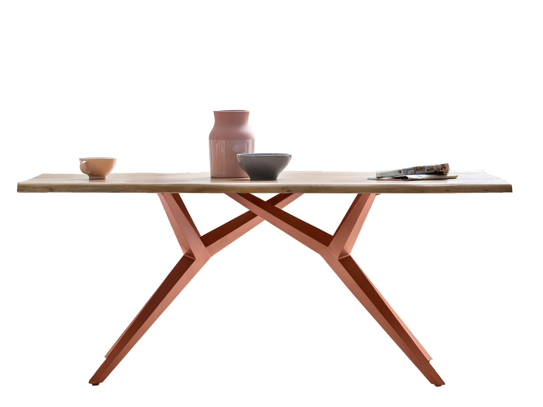 ESSTISCH 200/100/78,5 cm Echtholz  Holz, Metall rechteckig Braun, Naturfarben  - Braun/Naturfarben, MODERN, Holz/Metall (200/100/78,5cm) - MID.YOU