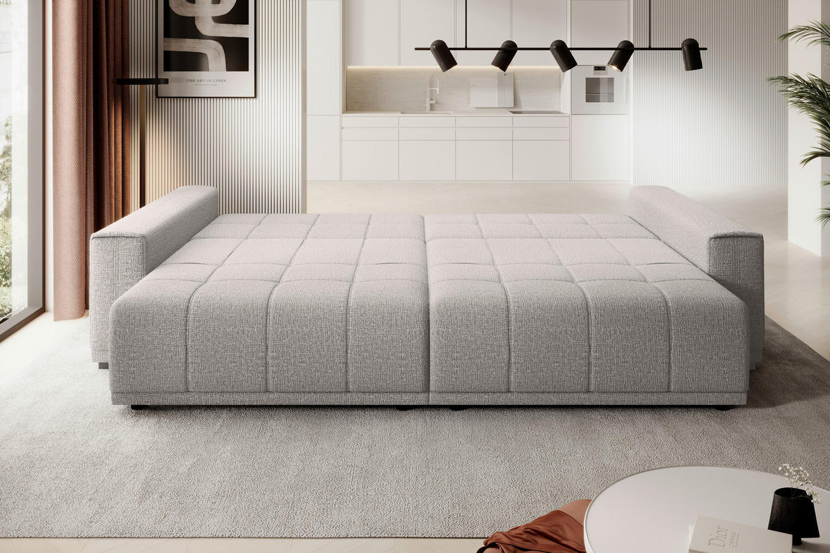 BIGSOFA Webstoff Silberfarben  - Silberfarben/Schwarz, Design, Kunststoff/Textil (278/73-83/130cm) - Welnova