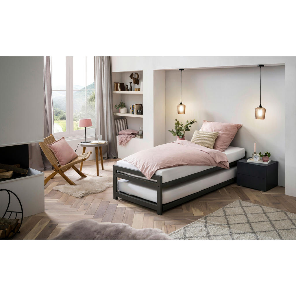 Thumbnail - Hasena Ausziehbett, Anthrazit, Metall, Höhe ca. 17 cm, 90x200 cm, Kinder- & Jugendzimmer, Jugendmöbel, Jugendbetten