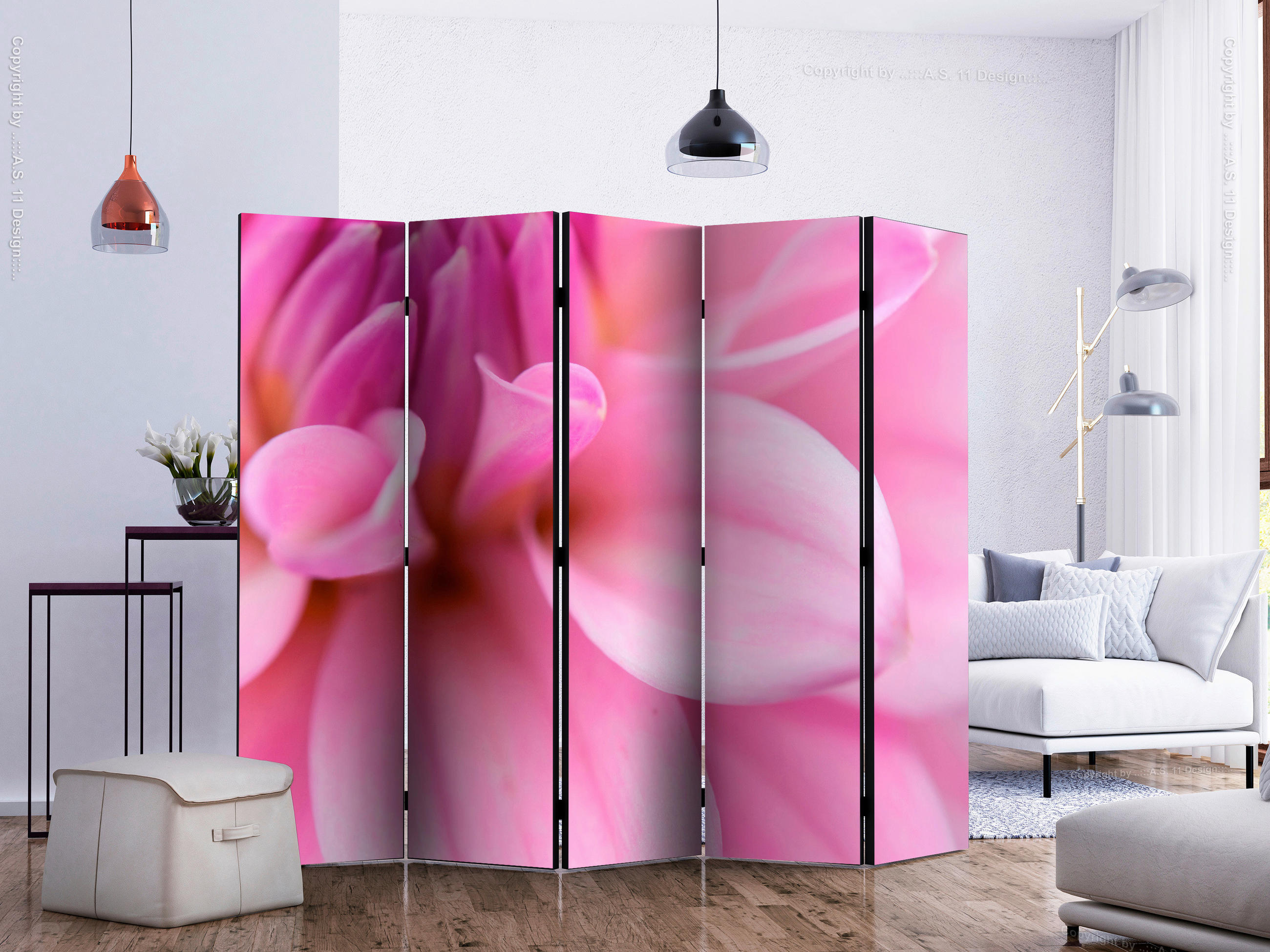 SKÄRMVÄGG  i trä, textil  pink  - pink, Basics, trä/textil (225/172/3cm) - artgeist