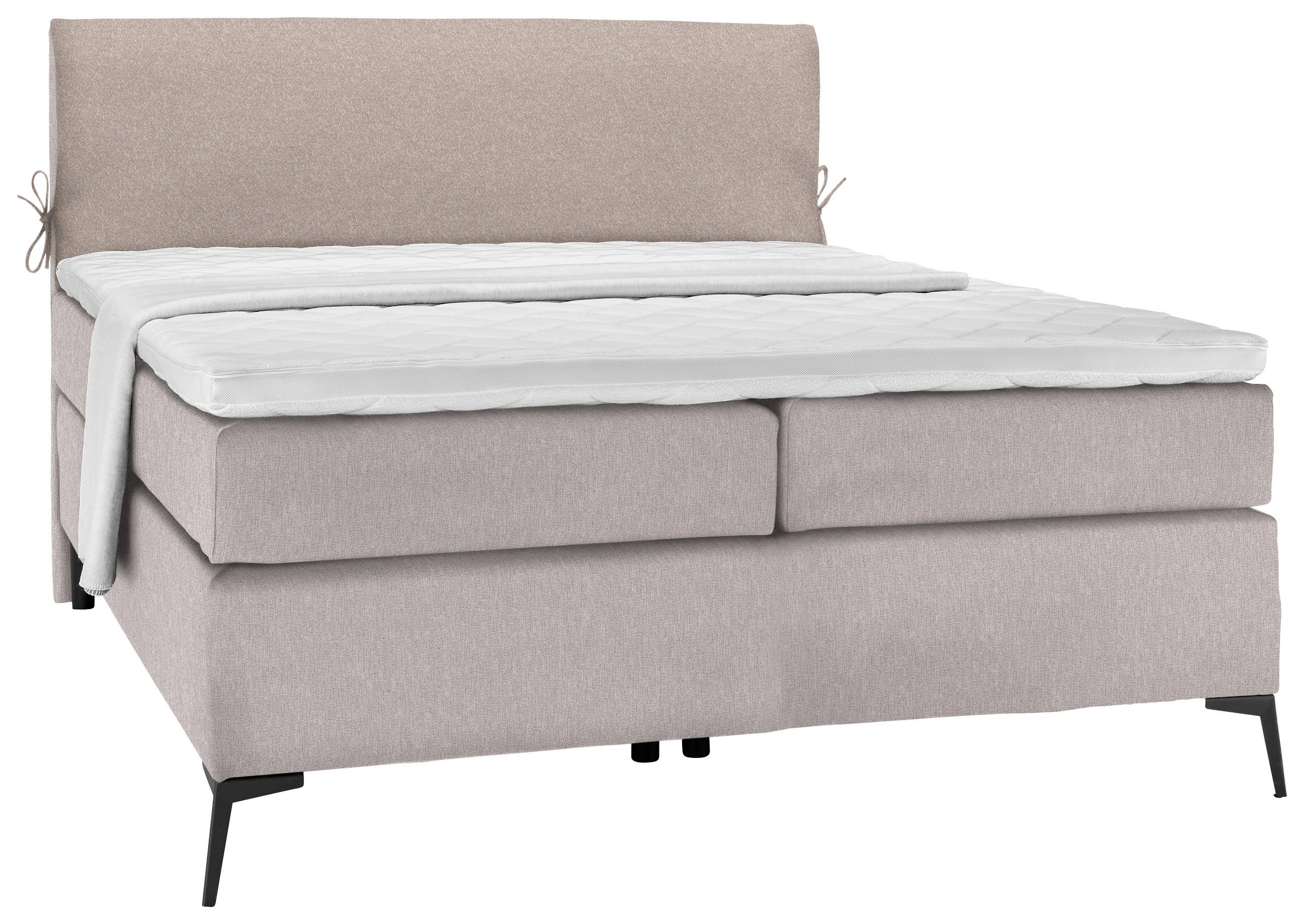 POSTELJA BOXSPRING 120 cm   x 200 cm  , tekstil svetlo siva, bež  - črna/bež, Design, kovina/tekstil (120/200cm) - Hom`in