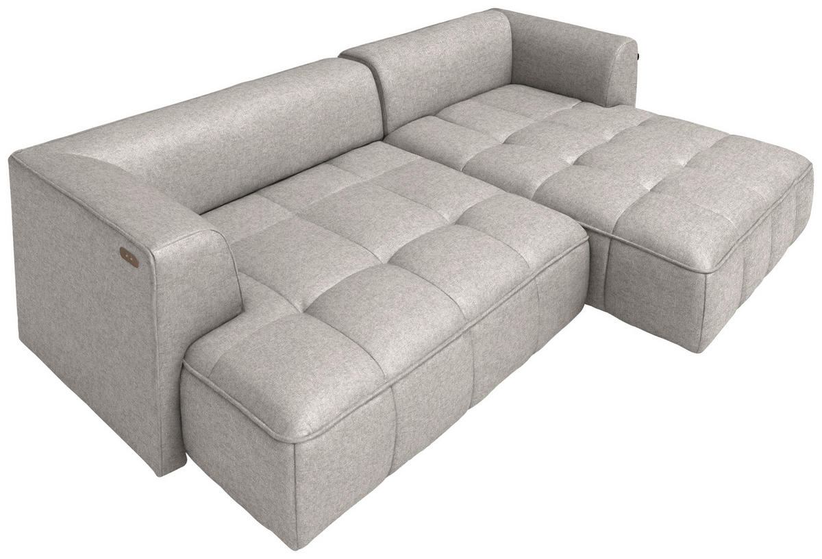 ECKSOFA Webstoff Greige  - Greige/Schwarz, Design, Kunststoff/Textil (288/188cm) - Welnova