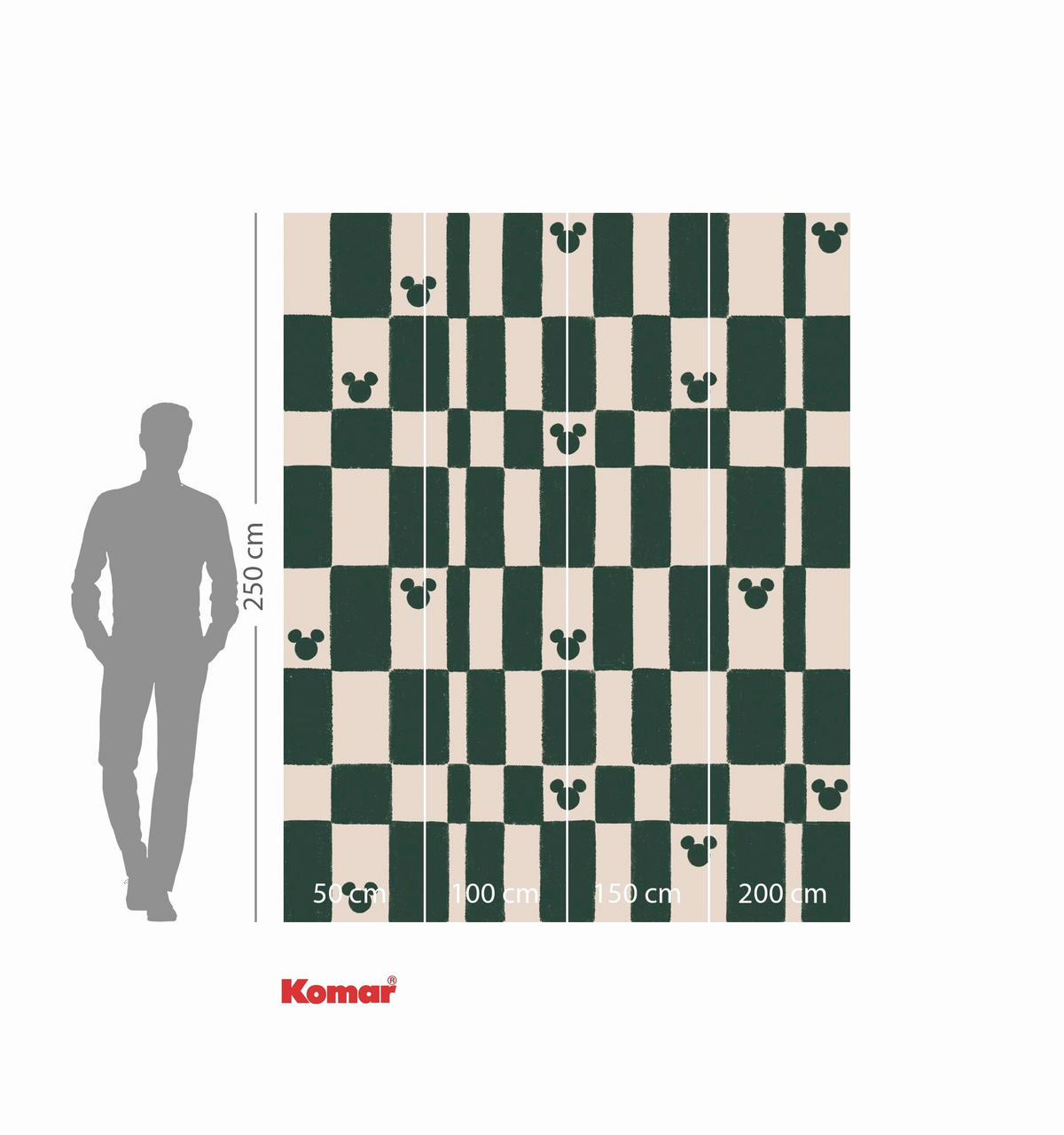 FOTOTAPETE MICKEY MOUSE GREEN CHESS  - Grün, Design, Textil (200/250cm) - Disney