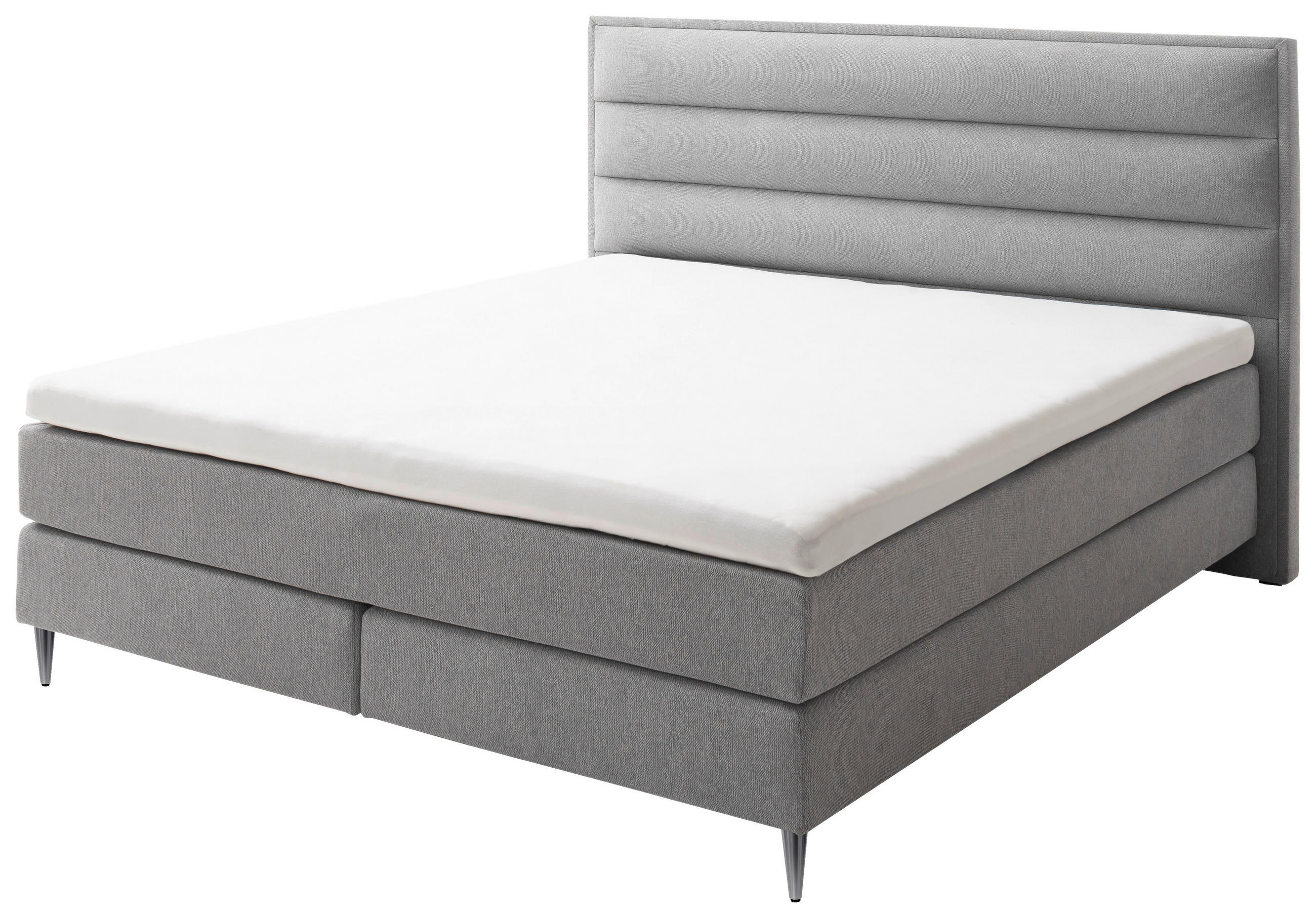 Thumbnail - Schöner Wohnen Boxspringbett, Hellgrau, Textil, H2 + H3, 7-Zonen, Höhe ca. 20 cm, 180x200 cm, Reach, gepolstertes Kopfte...